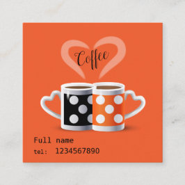 オレンジ+ブラックコーヒーカラーモダンデザイン スクエア名刺