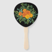 オレンジ&ブラックゴシック牡丹&バラフローラ結婚ズ ハンドファン (裏面)