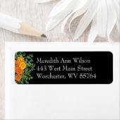 オレンジ&ブラックゴシック牡丹&バラフローラ結婚ズ ラベル (インサイチュ)