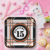 オレンジ&ブラックスポーツテーマ紙プレート ペーパープレート (パーティー)