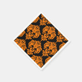 オレンジ&ブラックダマスヴィンテージウェディングイベントパーティー スタンダードカクテルナプキン (角)