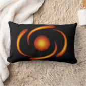 オレンジ/ブラックデジタルアートランバー装飾用クッション ランバークッション (ブランケット)