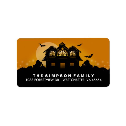オレンジ&ブラックハウス幽霊のよく出る住所 シール (正面)