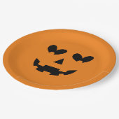 オレンジ&ブラックハッピーハートパンプキンハロウィーン ペーパープレート (アングル)