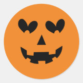 オレンジ&ブラックハッピーハートパンプキンハロウィーン ラウンドシール (正面)