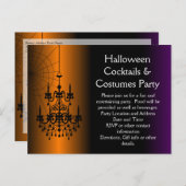 オレンジ/ブラックハロウィーンシャンデリア インビテーションポストカード (正面/裏面)