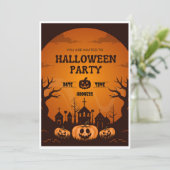 オレンジ&ブラックハローウィンパーティ招待状 招待状 (スタンド正面)