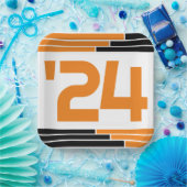 オレンジ&ブラックバー24年卒業 ペーパープレート (パーティー)