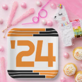 オレンジ&ブラックバー24年卒業 ペーパープレート (パーティー)