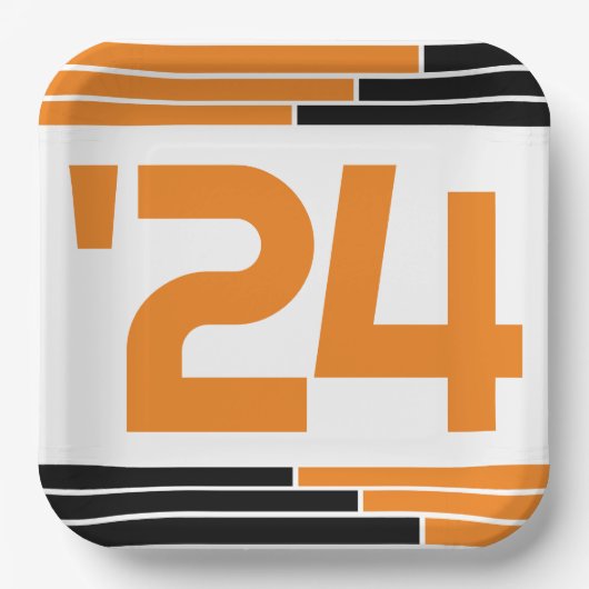 オレンジ&ブラックバー24年卒業 ペーパープレート (正面)