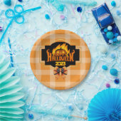 オレンジ&ブラックパターンイラストレーションハロウィーン ペーパープレート (パーティー)