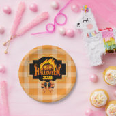 オレンジ&ブラックパターンイラストレーションハロウィーン ペーパープレート (パーティー)