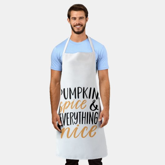 オレンジ&ブラックパンプキンスパイスサンクスギビング引用文 エプロン (着用した状態)