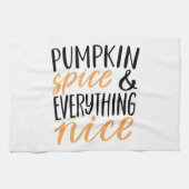 オレンジ&ブラックパンプキンスパイスサンクスギビング引用文 キッチンタオル (横)
