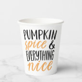 オレンジ&ブラックパンプキンスパイスサンクスギビング引用文 紙コップ (正面)