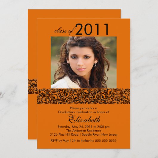オレンジ&ブラックフォトグラジェーション招待状 招待状 (正面/裏面)