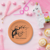 オレンジ&ブラックフクロウハッピーハローウィン紙プレート ペーパープレート (パーティー)