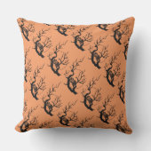 オレンジ&ブラックフールズテーマハロウィーン装飾用クッション クッション (正面)