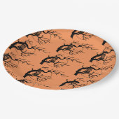 オレンジ&ブラックフールハローウィンパーティ紙プレート ペーパープレート (アングル)