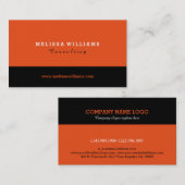 オレンジ&ブラックモダンミニマルデザイン 名刺 (正面/裏面)