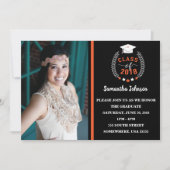 オレンジ&ブラック卒業パーティー招待状 招待状 (正面)