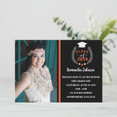 オレンジ&ブラック卒業パーティー招待状 招待状 (スタンド正面)