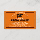 オレンジ&ブラック卒業ミニ卒業招待状 名刺 (正面)