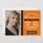 オレンジ&ブラック卒業2フォト招待状 招待状 (正面)