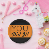 オレンジ&ブラック卒業 ペーパープレート (パーティー)