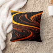 オレンジ&ブラック抽象芸術装飾用クッション クッション (ブランケット)