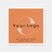 オレンジ+ブラック文字会社のビジネス紙のロゴ スタンダードカクテルナプキン (正面)