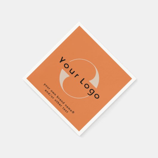 オレンジ+ブラック文字会社のビジネス紙のロゴ スタンダードカクテルナプキン (角)