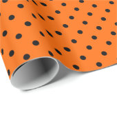 オレンジ/ブラック水玉模様ラッピング紙 ラッピングペーパー (ロールコーナー)