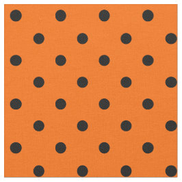 オレンジ/ブラック水玉模様生地 ファブリック