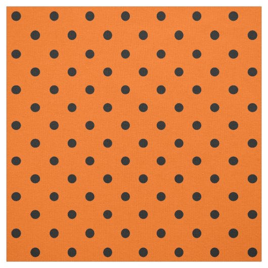 オレンジ/ブラック水玉模様生地 ファブリック (見本)