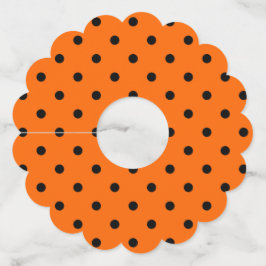 オレンジ/ブラック水玉模様紙ワイングラスラベル ワイングラスタグ