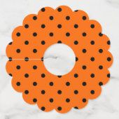 オレンジ/ブラック水玉模様紙ワイングラスラベル ワイングラスタグ (裏面)