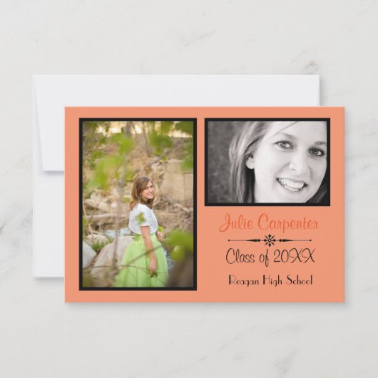 オレンジ/ブラック2フォトコラージュ-3x5グラード発表 招待状 (正面)