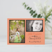 オレンジ/ブラック2フォトコラージュ-3x5グラード発表 招待状 (スタンド正面)