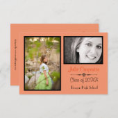 オレンジ/ブラック2フォトコラージュ-3x5グラード発表 招待状 (正面/裏面)