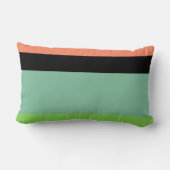 オレンジ、ブラック、アクア、ライムグリーンストライプデザイン ランバークッション (裏面)