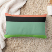 オレンジ、ブラック、アクア、ライムグリーンストライプデザイン ランバークッション (ブランケット)