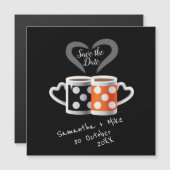 オレンジ + ブラック コーヒー カラー デザイン Save the Date (正面/裏面)
