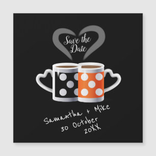 オレンジ + ブラック コーヒー カラー デザイン Save the Date