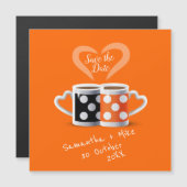 オレンジ + ブラック コーヒー カラー デザイン Save the Date (正面/裏面)