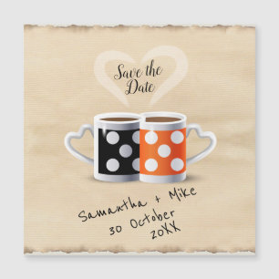 オレンジ + ブラック コーヒー カラー デザイン Save the Date