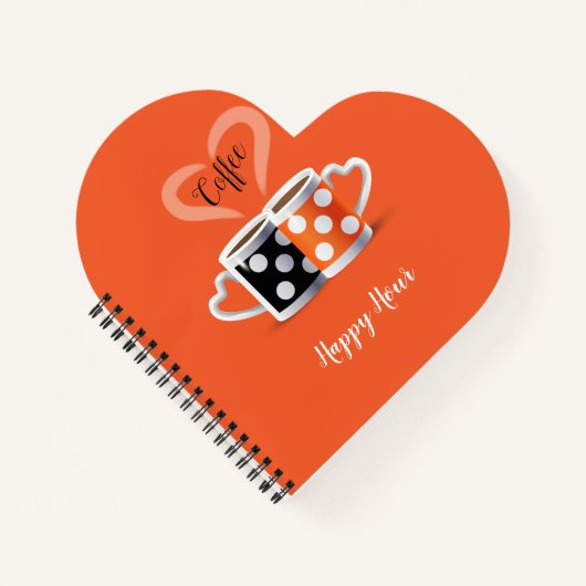 オレンジ + ブラック コーヒー カラー モダン デザイン ノートブック (正面)