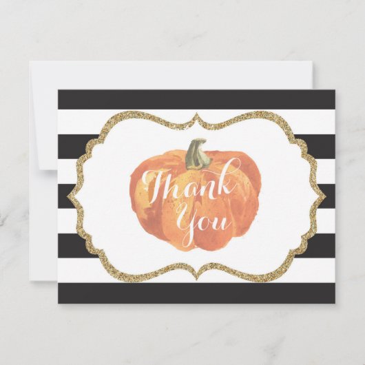 オレンジ ブラック ゴールド パンプキン オータム フォール サンキューカード (正面)