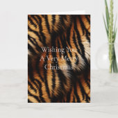 オレンジ ブラック タイガー ストライプ 動物 クリスマス カード (正面)