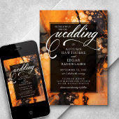 オレンジ ブラック ハロウィン ウェディング 招待状